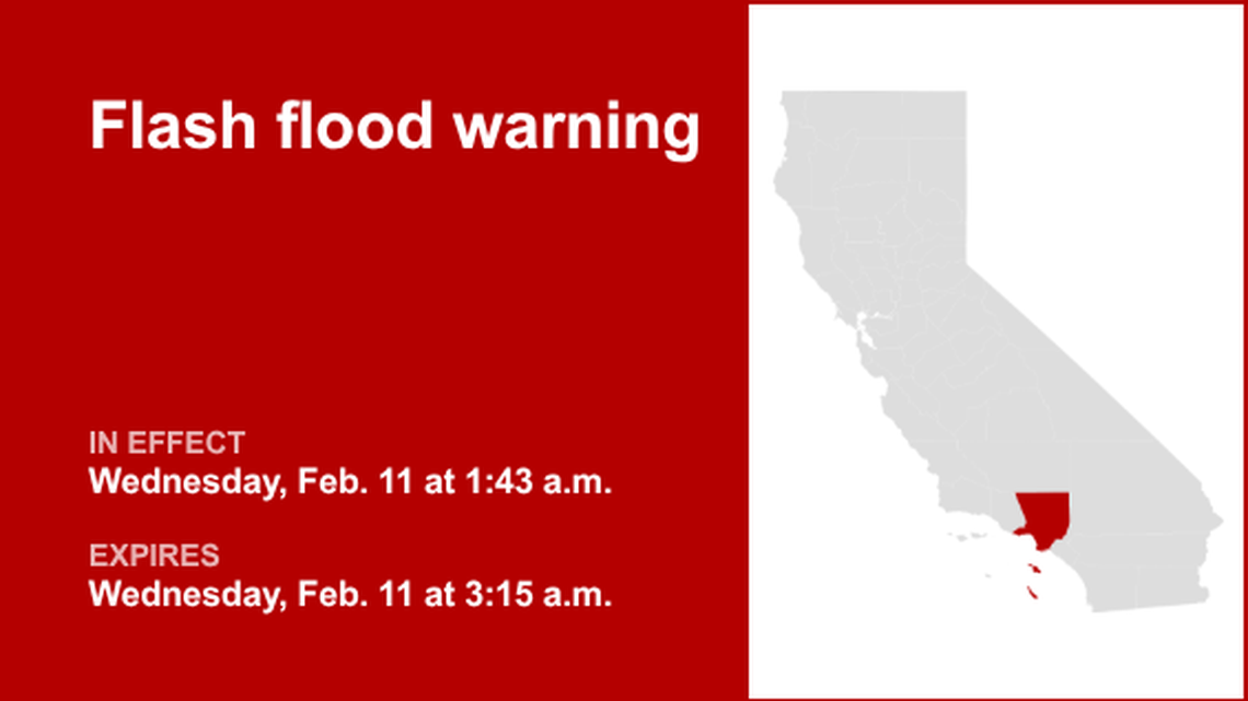 UPDATE: Flash flood warning previously issued for Los Angeles will expire at 5 a.m. 