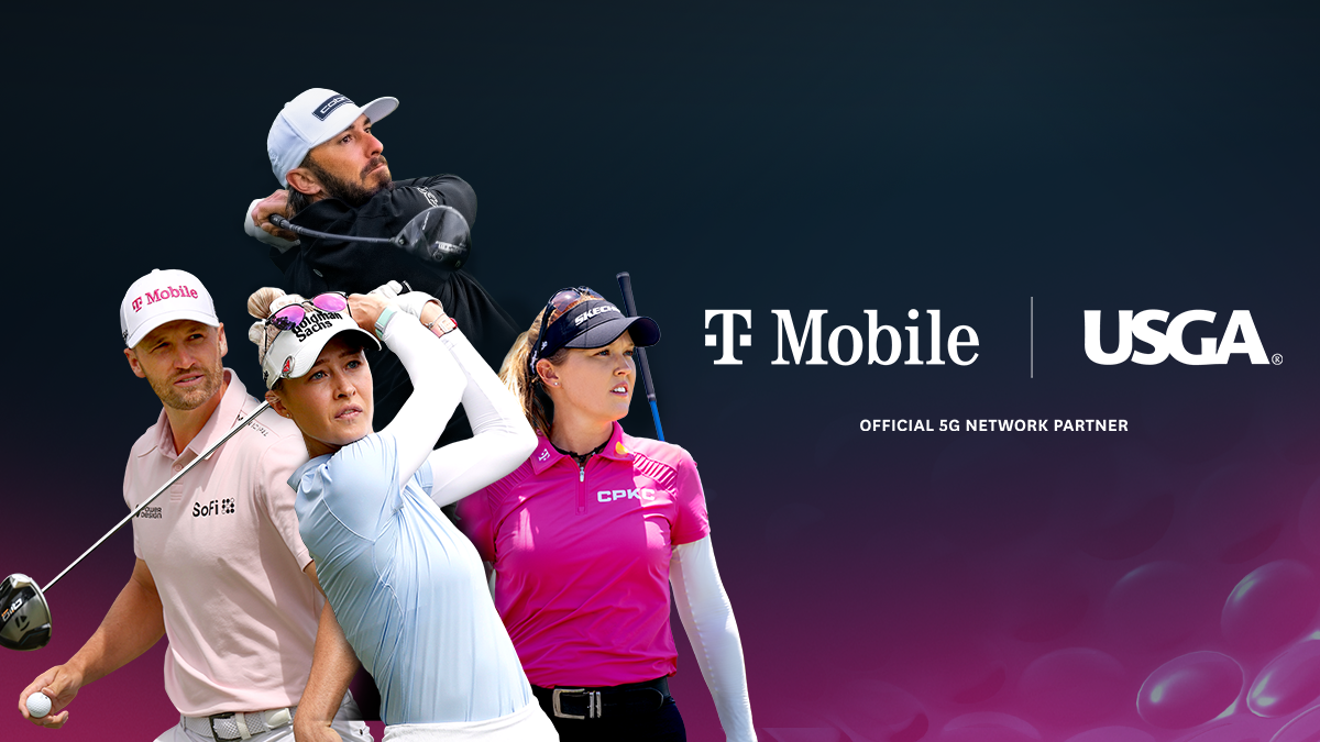  Wyndham Clark, Nelly Korda, Max Homa and Brooke Henderson are featured in T-Mobile's campaign image announcing its role as the USGA's Official 5G Network Partner. Credit: Courtesy of T-Mobile