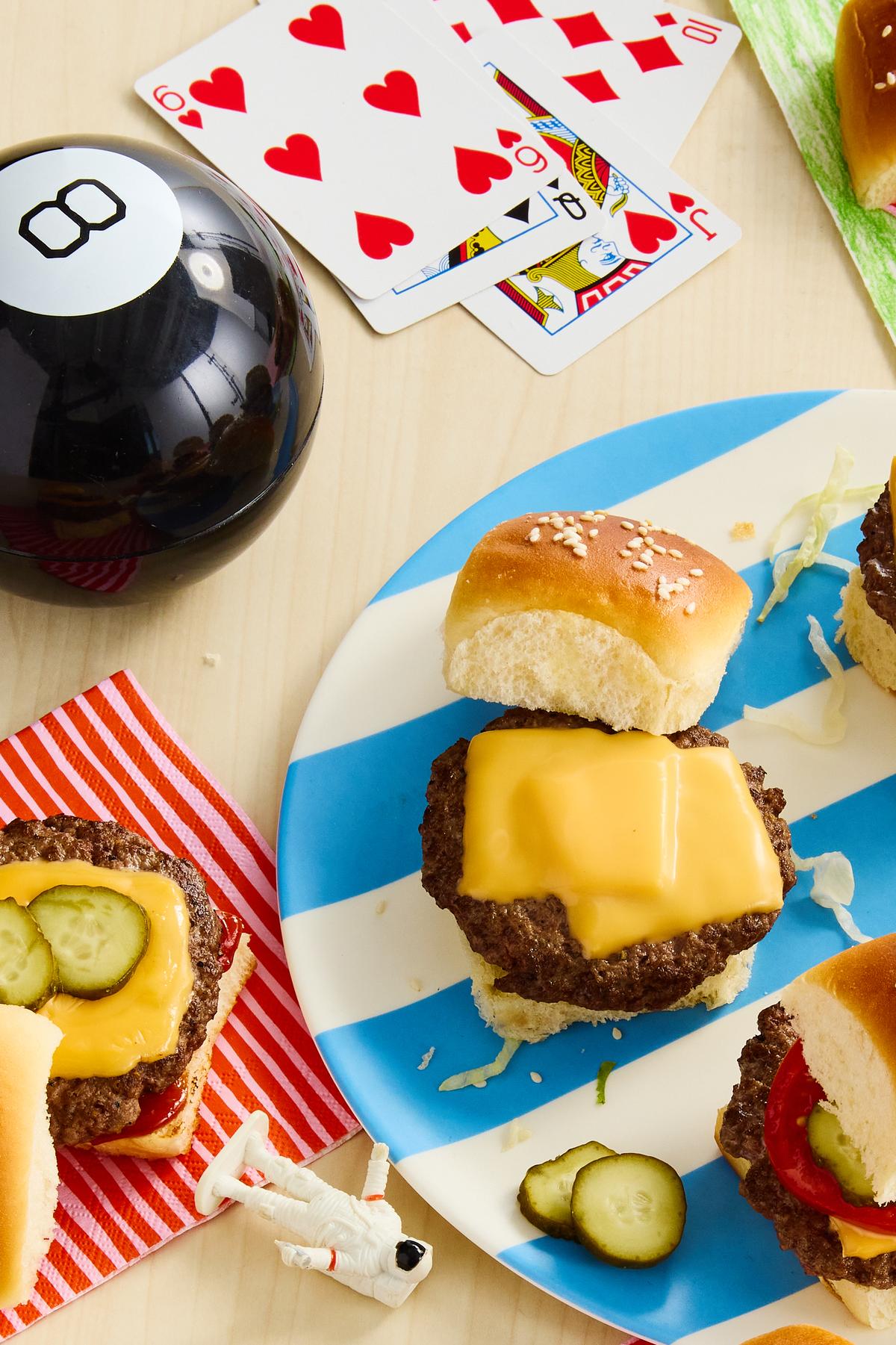 Cheeseburger Sliders. End-of-school year chaos has arrived. These 20-minute (or less) meals will get you cooking through it. Food styled by Monica Pierini. Prop styled by Megan Hedgpeth. (Ryan Liebe/The New York Times)