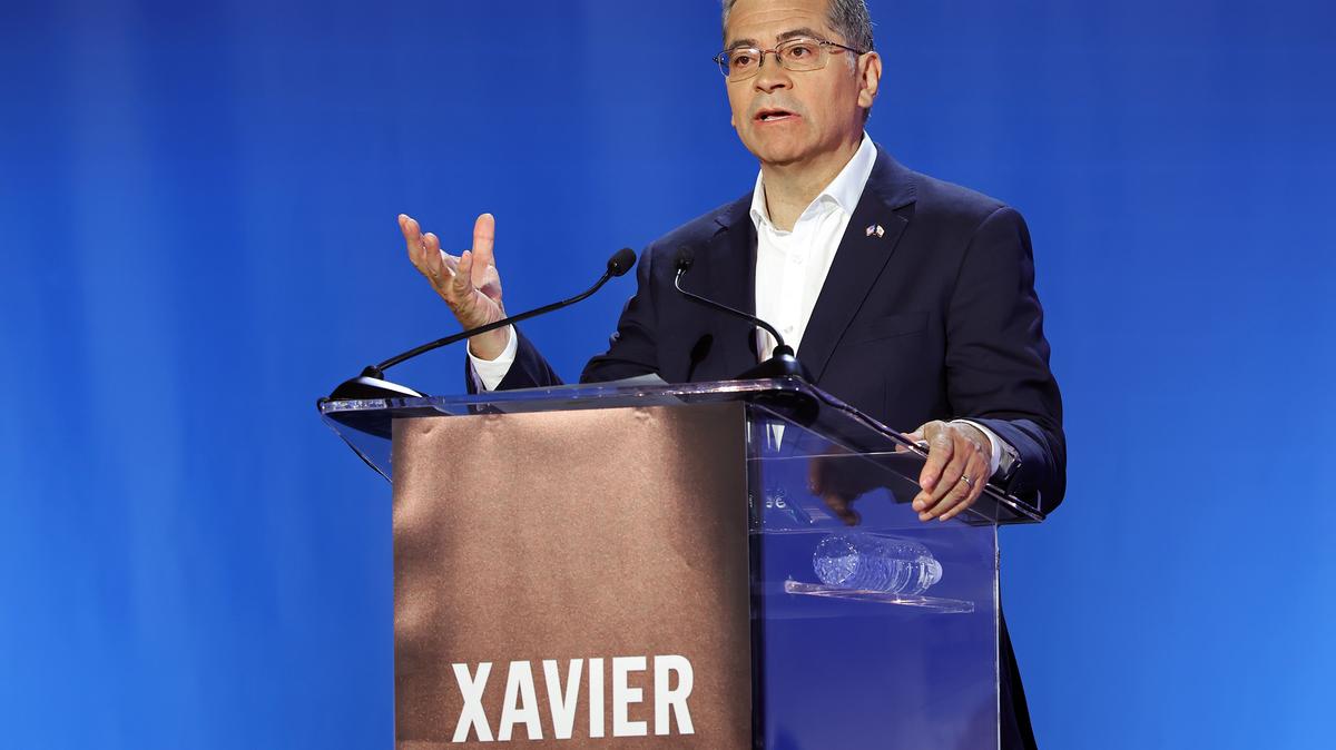 Xavier Becerra (D) speaks during CBS Television Stations' California Gubernatorial Debate on April 28, 2026 in Claremont, California. (Leon Bennett/Getty Images/TNS)