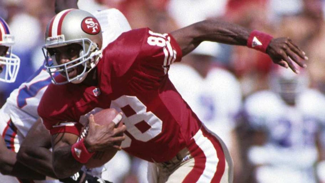  Sep 13, 1992; San Francisco, CA, USA; FILE PHOTO; San Francisco 49ers receiver Mike Sherrard (88) in action against Buffalo Bills defensive back Kirby Jackson (47) at Candlestick Park. Mandatory Credit: Peter Brouillet-USA TODAY NETWORK | Peter Brouillet-Imagn Images 