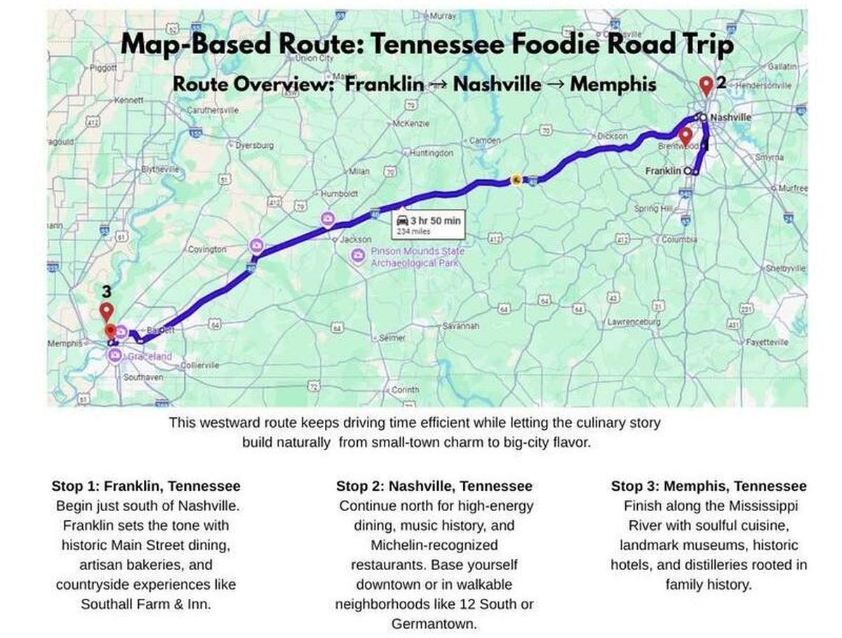  Tennessee Foodie Road Trip Map. Photo credit: Robin O’Neal Smith 