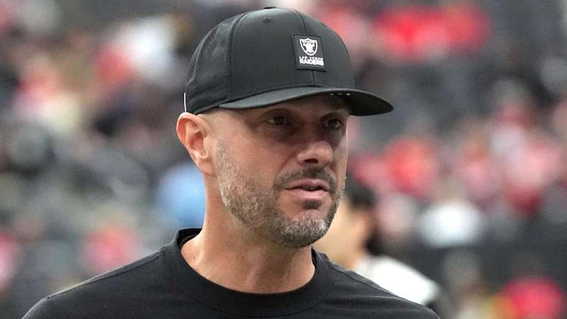  Jan 4, 2026; Paradise, Nevada, USA; Las Vegas Raiders general manager John Spytek reacts during the game against the Kansas City Chiefs at Allegiant Stadium. Mandatory Credit: Kirby Lee-Imagn Images | Kirby Lee-Imagn Images 