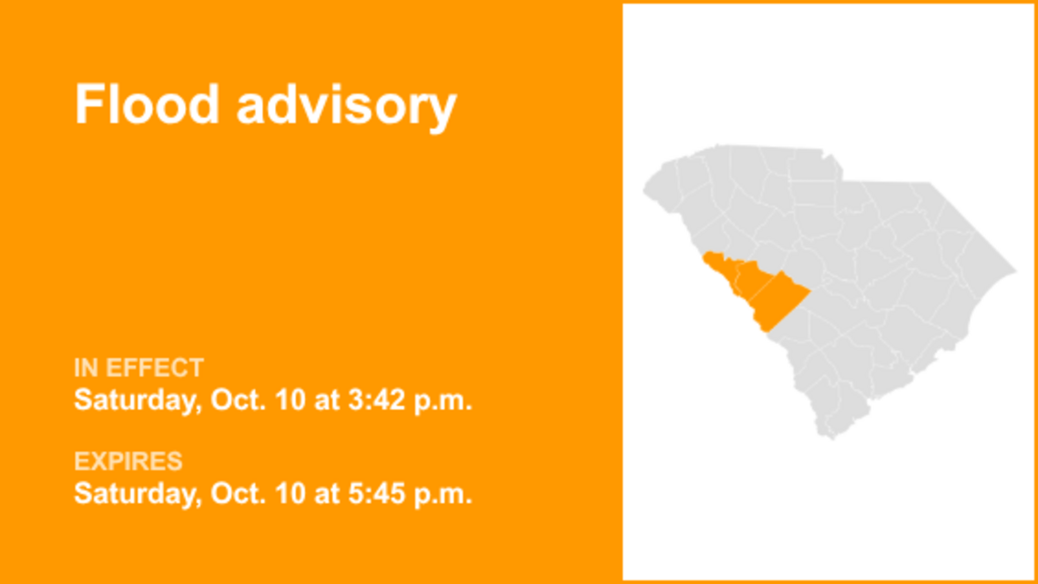 Midlands under a flood advisory early Saturday evening caused by significant downpours 