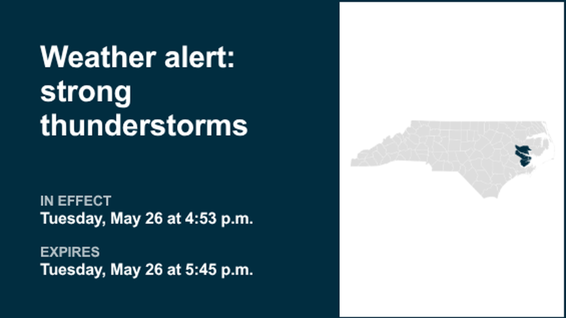 Prepare for strong thunderstorms in Beaufort and Pamlico counties early Tuesday evening 