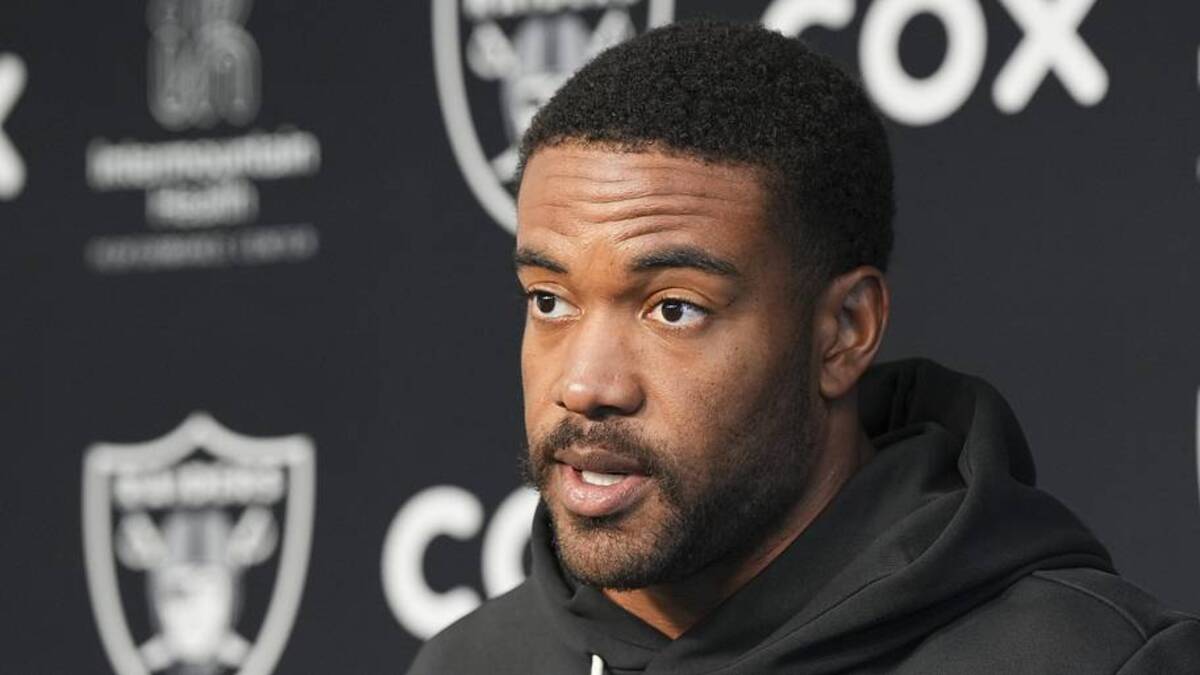  Jun 3, 2026; Henderson, NV, USA; Las Vegas Raiders safety Jeremy Chinn (11) speaks during a news conference during organized team activities at Intermountain Health Performance Center. Mandatory Credit: Candice Ward-Imagn Images | Candice Ward-Imagn Images 