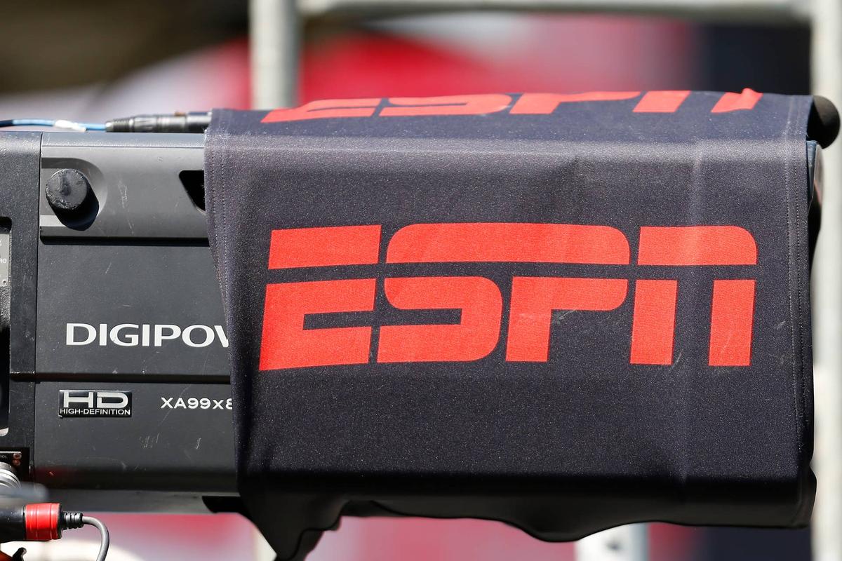  WASHINGTON, DC - APRIL 28: ESPN logo on a camera cover prior to the UFL football game between the St. Louis Battlehawks and the DC Defenders on April 28, 2024, at Audi Field in Washington, D.C. (Photo by Lee Coleman/Icon Sportswire via Getty Images) 