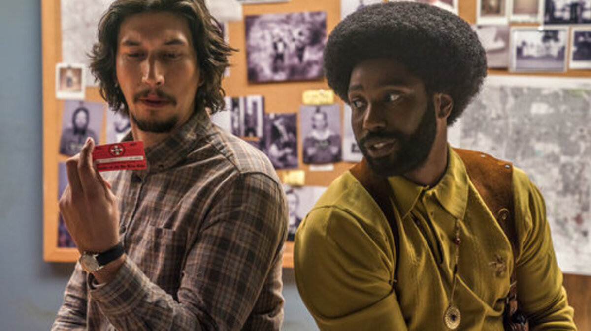 This image released by Focus Features shows Adam Driver, left, and John David Washington in a scene from “BlacKkKlansman.” The cast was nominated for a SAG Award for best ensemble. The SAG Awards will be held Jan. 27 and broadcast live by TNT and TBS. This year’s show will honor Alan Alda with the Screen Actors Guild Life Achievement Award.