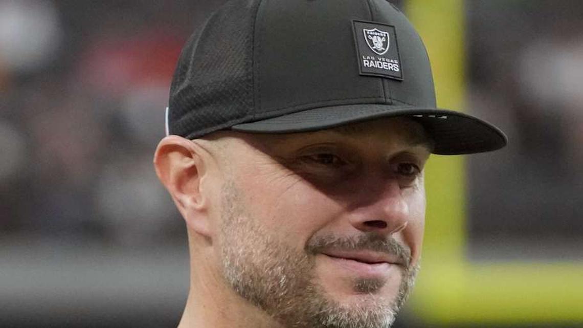  Jan 4, 2026; Paradise, Nevada, USA; Las Vegas Raiders general manager John Spytek reacts during the game against the Kansas City Chiefs at Allegiant Stadium. Mandatory Credit: Kirby Lee-Imagn Images | Kirby Lee-Imagn Images 