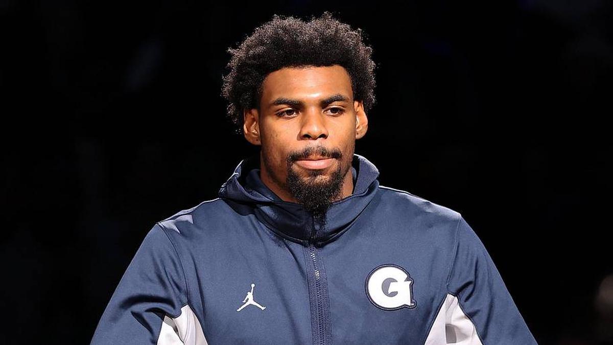  Jan 10, 2026; Washington, District of Columbia, USA; Georgetown Hoyas guard KJ Lewis (5) is introduced before a game against the Seton Hall Pirates at Capital One Arena. Mandatory Credit: Daniel Kucin Jr.-Imagn Images | Daniel Kucin Jr.-Imagn Images 