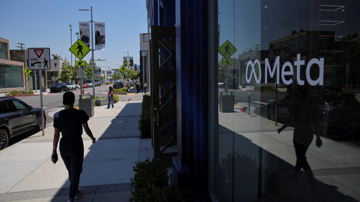 A woman walks by the Meta Lab in Los Angeles, California, U.S., May 20, 2026. REUTERS/Daniel Cole