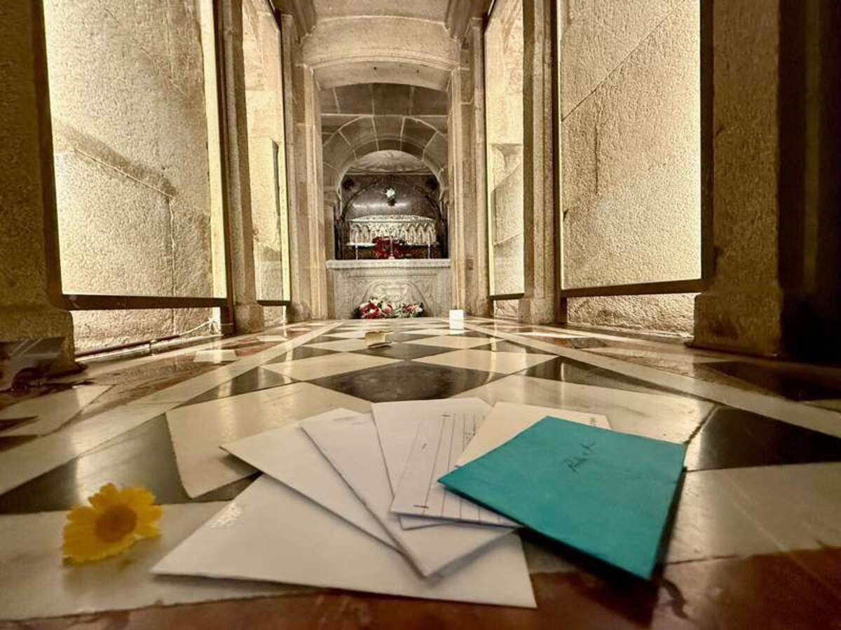  Letters and tokens left in the crypt of the Cathedral of Santiago de Compostela. Photo credit: Margot Black 