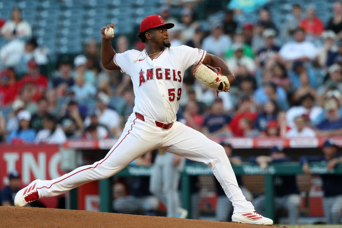  Los Angeles Angels pitcher Jose Soriano (59), Kiyoshi Mio-Imagn Images
