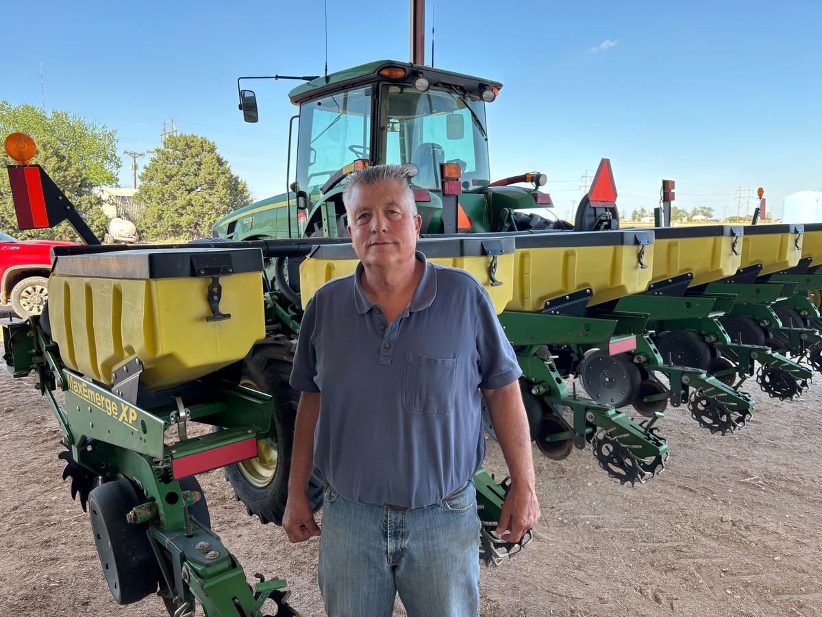 Tom Gregory, who is facing increased costs for fuel, fertilizer and irrigation, on his farm in Petersburg, Texas, U.S., April 21, 2026. REUTERS/Tom Polansek