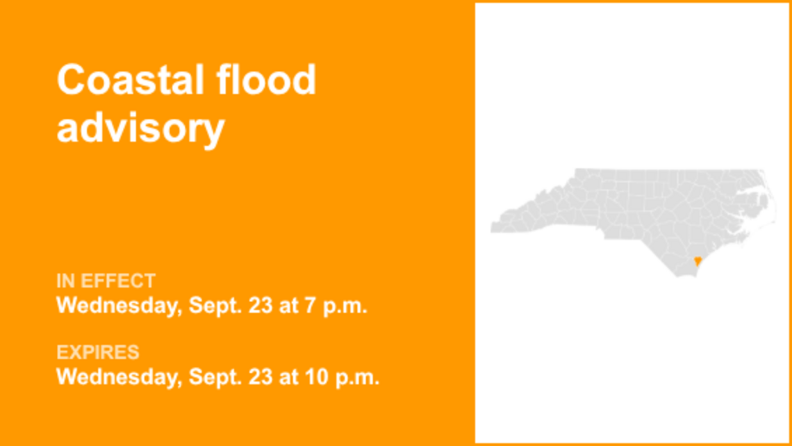 Coastal flood advisory issued for Inland New Hanover until Wednesday night 