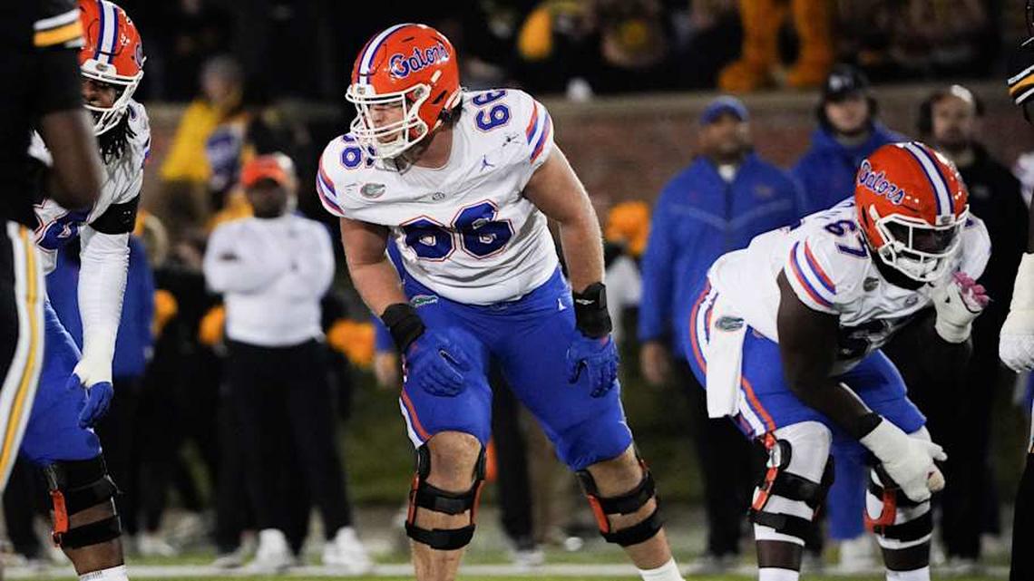 Florida Gators offensive lineman Jake Slaughter. | Denny Medley-Imagn Images 