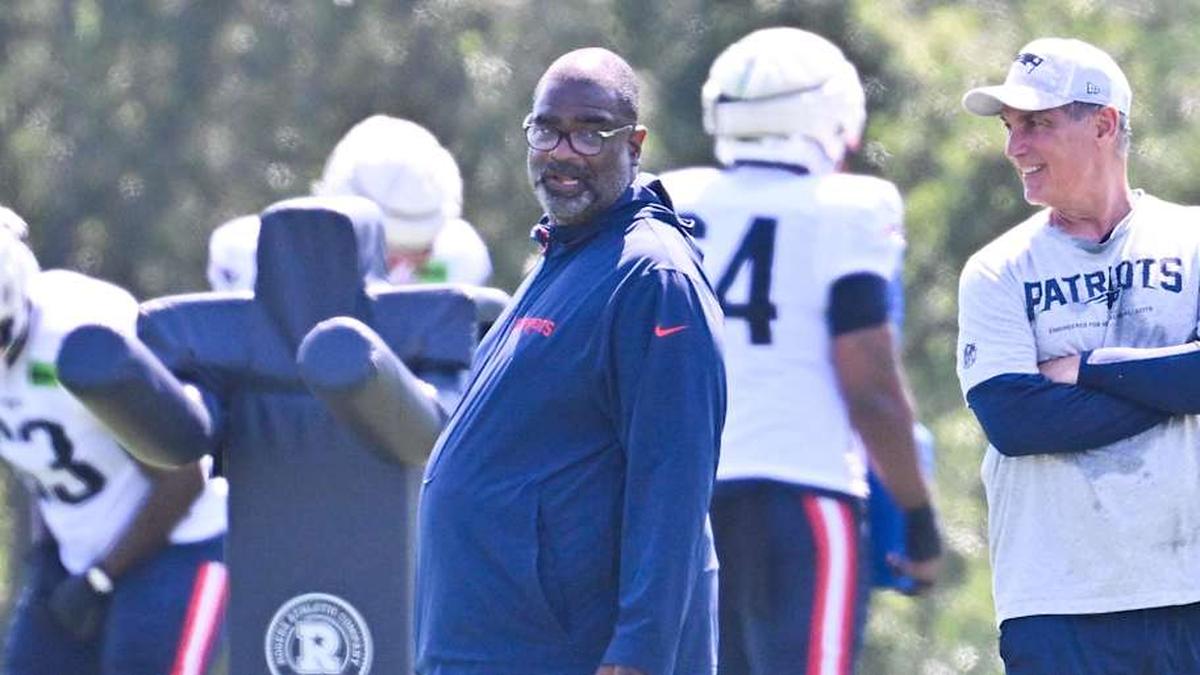  Jul 28, 2025; Foxborough, MA, USA; New England Patriots defensive coordinator Terrell Williams watches over practice during training camp at Gillette Stadium. Mandatory Credit: Eric Canha-Imagn Images | Eric Canha-Imagn Images 