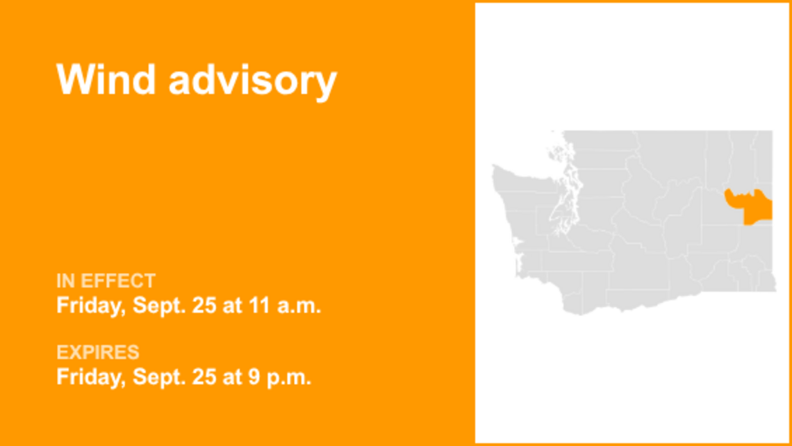 Wind advisory for Spokane area for Friday - wind gusts reaching 45 mph 