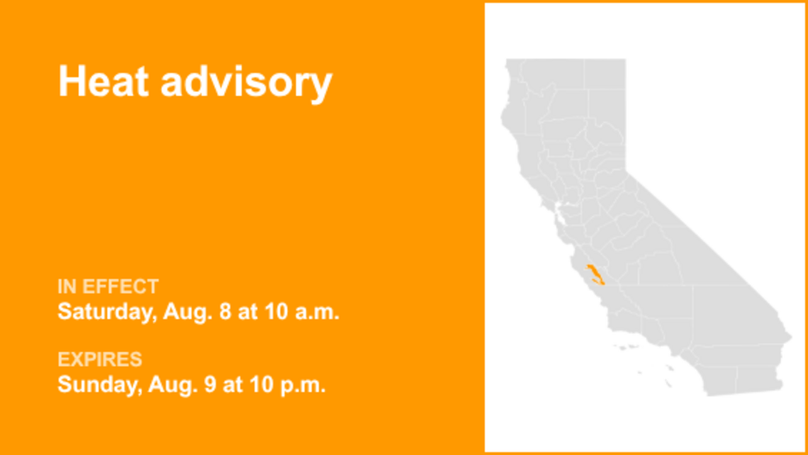 Heat advisory for Southern Salinas Valley/Arroyo Seco and Lake San Antonio 