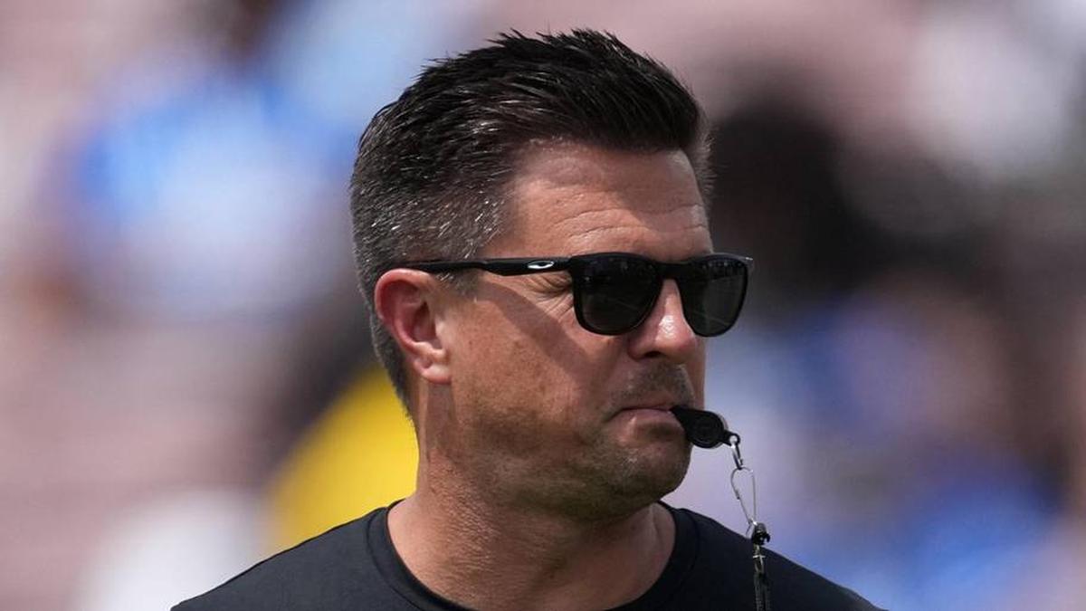  May 2, 2026; Pasadena, CA, USA; UCLA Bruins coach Bob Chesney reacts during the spring game at Rose Bowl. Mandatory Credit: Kirby Lee-Imagn Images | Kirby Lee-Imagn Images 