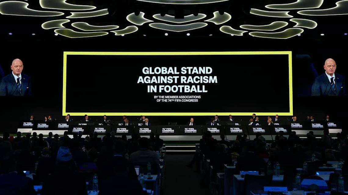  FIFA introduced the Global Stand Against Racism in Football campaign at the 2024 FIFA Congress. | Pakawich Damrongkiattisak/FIFAGetty Images 