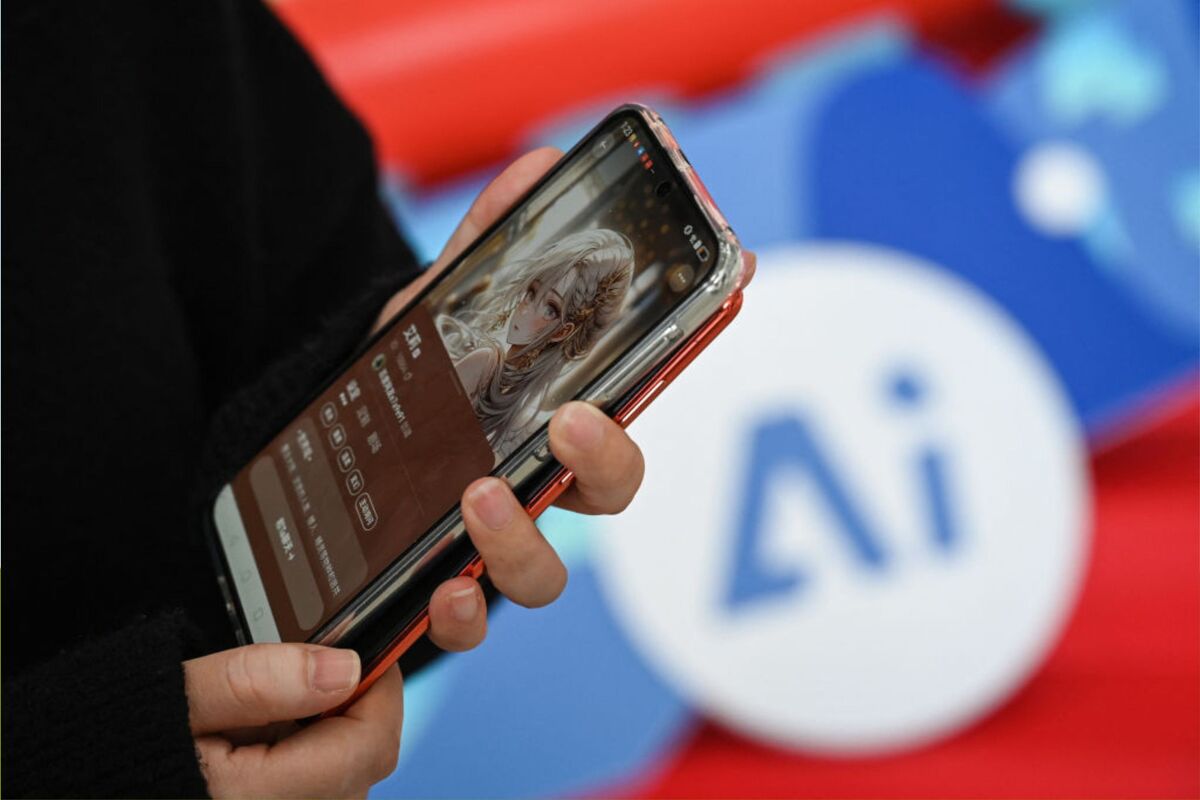  This photo, taken on February 2, 2024, shows Lu Yu, head of Product Management and Operations of Wantalk, an artificial intelligence chatbot created by Chinese tech company Baidu, showing a virtual girlfriend profile on her phone, at the Baidu headquarters in Beijing. 