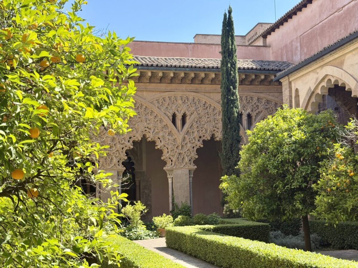  Classic Islamic architectural elements like arched symmetrical entryways grace the Aljafería Palace in Zaragoza, Spain. Photo credit: Cathy Bennett Kopf 