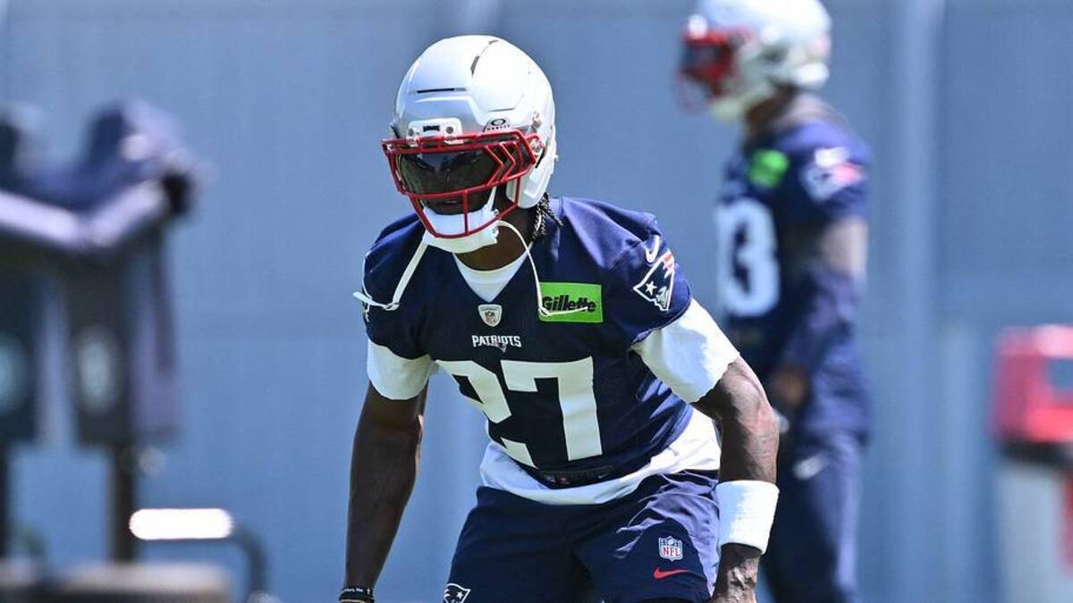  Jun 10, 2026; Foxborough, MA, USA; New England Patriots cornerback Marcellas Dial Jr. (27) does a drill during minicamp at Gillette Stadium. Mandatory Credit: Eric Canha-Imagn Images | IMAGN IMAGES via Reuters Connect 