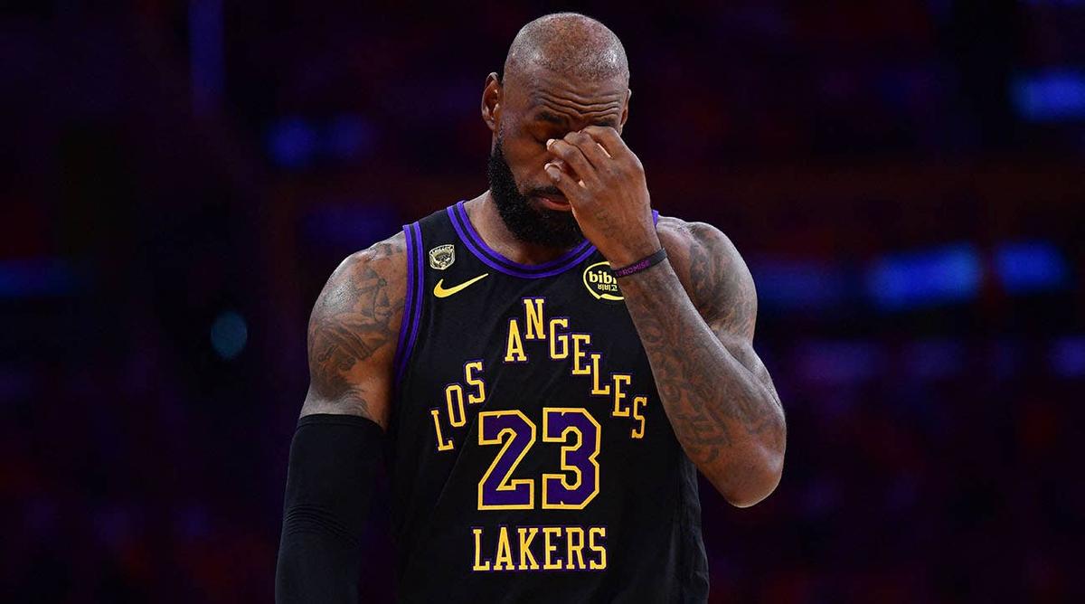  Los Angeles Lakers forward LeBron James is seen during his team's playoff game against the Oklahoma City Thunder at Crypto.com Arena on May 11, 2026. Gary A. Vasquez-Imagn Images