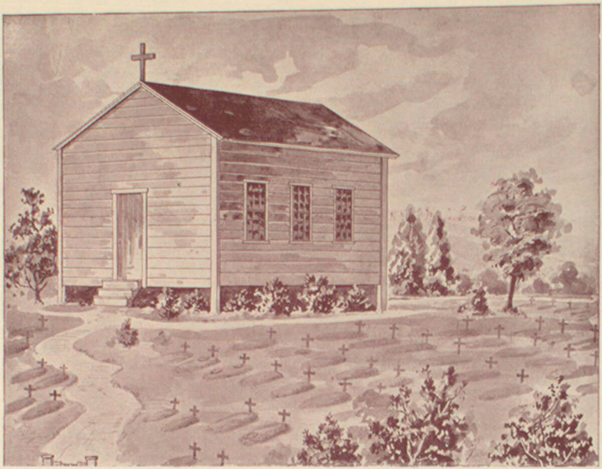  The first Catholic parish in Cincinnati originally met in a small building just outside city lines. Cincinnati Public Library via Wikimedia Commons 