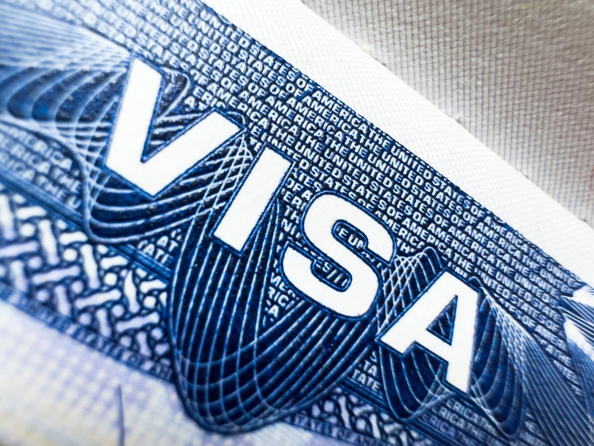  A close-up shot of a United States visa. 