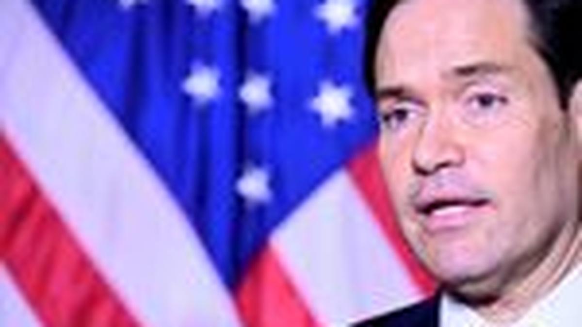 U.S. Secretary of State Marco Rubio speaks to the press at the US Embassy in Rome, Italy on May 8, 2026.     STEFANO RELLANDINI/Pool via REUTERS