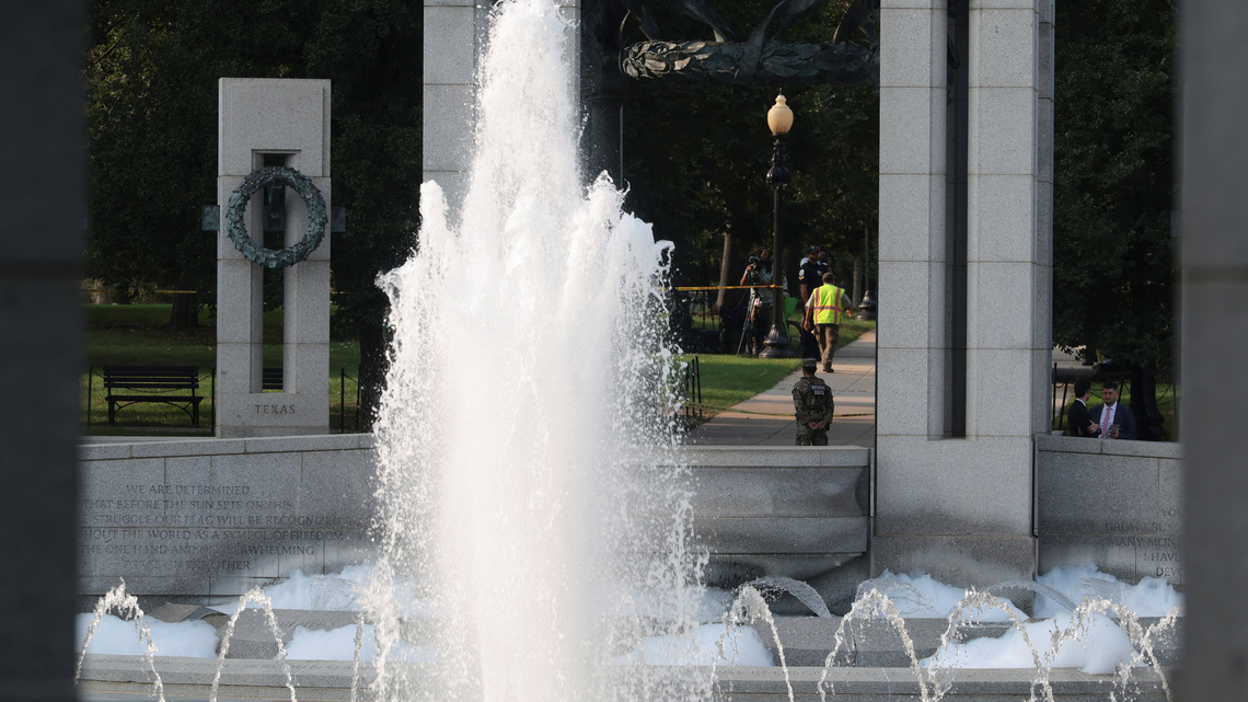 Woman charged over vandalism of Washington's World War Two memorial