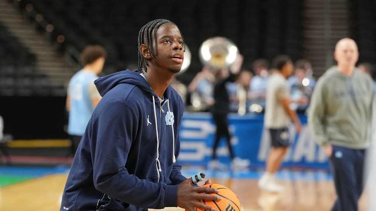  Mar 18, 2026; Greenville, SC, USA; North Carolina Tar Heels forward Caleb Wilson (8) during a practice session ahead of the first round of the men's 2026 NCAA Tournament at Bon Secours Wellness Arena. Mandatory Credit: Bob Donnan-Imagn Images | Bob Donnan-Imagn Images 