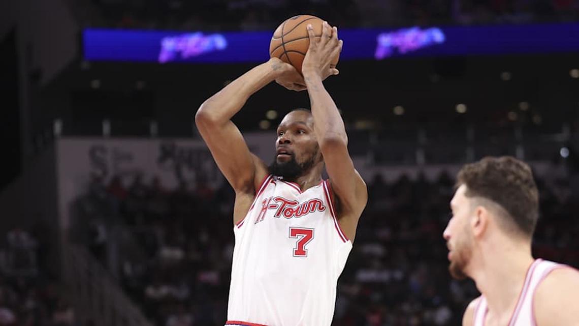  Kevin Durant is entering his first postseason as a member of the Houston Rockets | Troy Taormina-Imagn Images 