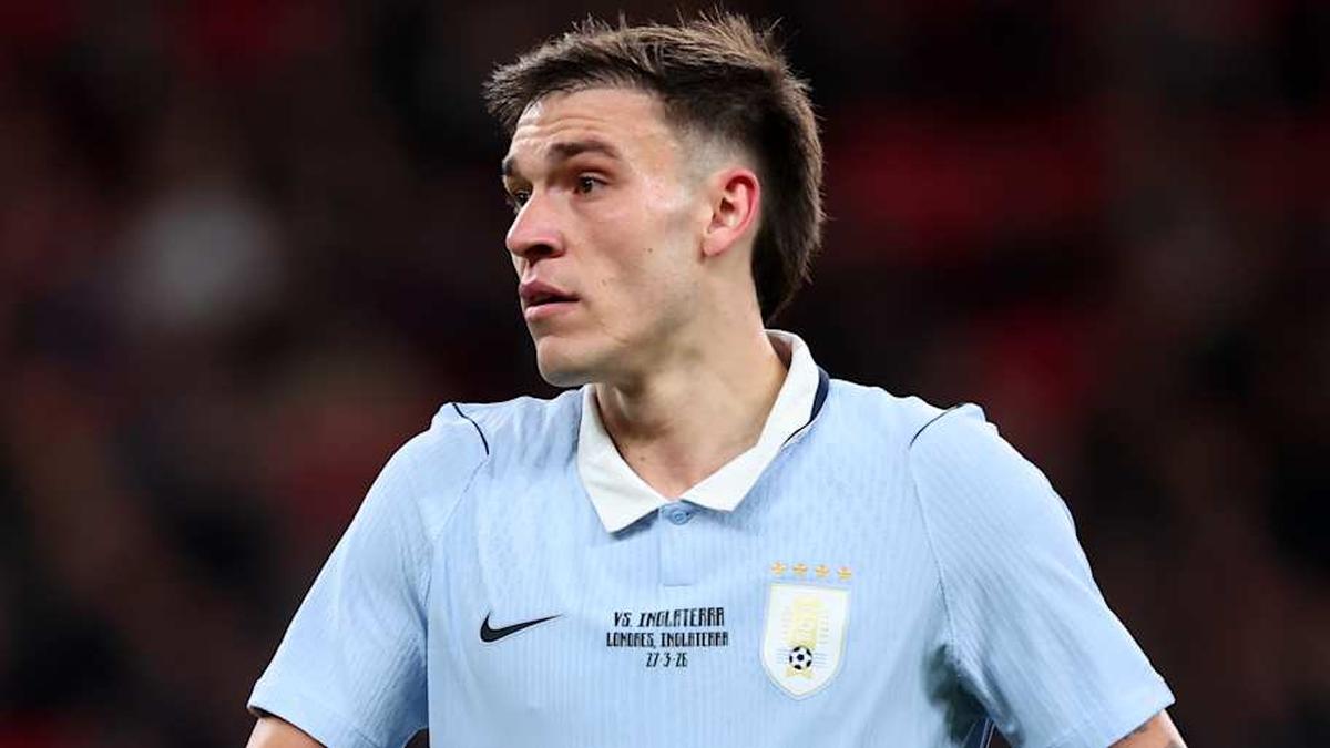  Manuel Ugarte escaped a sending off against England while playing for Uruguay. | Marc Atkins/Getty Images 