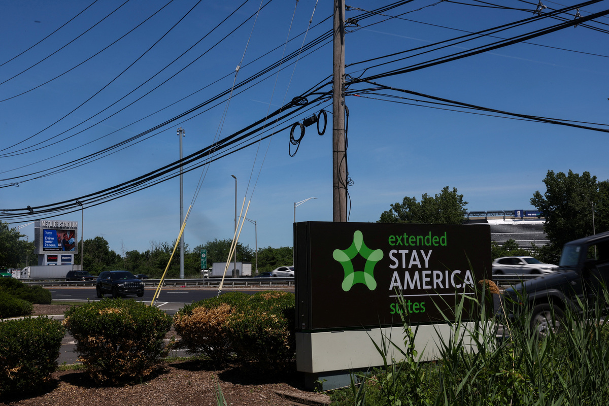 The entrance to the Extended Stay America Suites across from MetLife Stadium in Secaucus, New Jersey, U.S., June 8, 2026. REUTERS/Shannon Stapleton