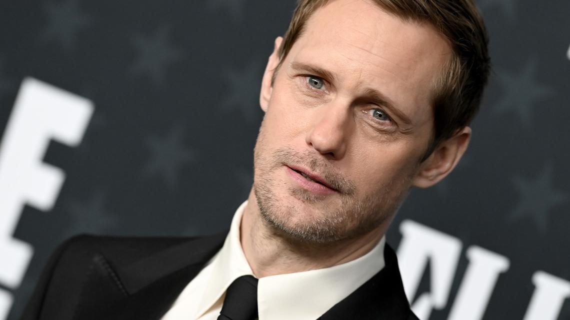 Handsome Alexander Skarsgård's Shiny Purple Crop Top on Red Carpet Has Fans Doing a Double Take 