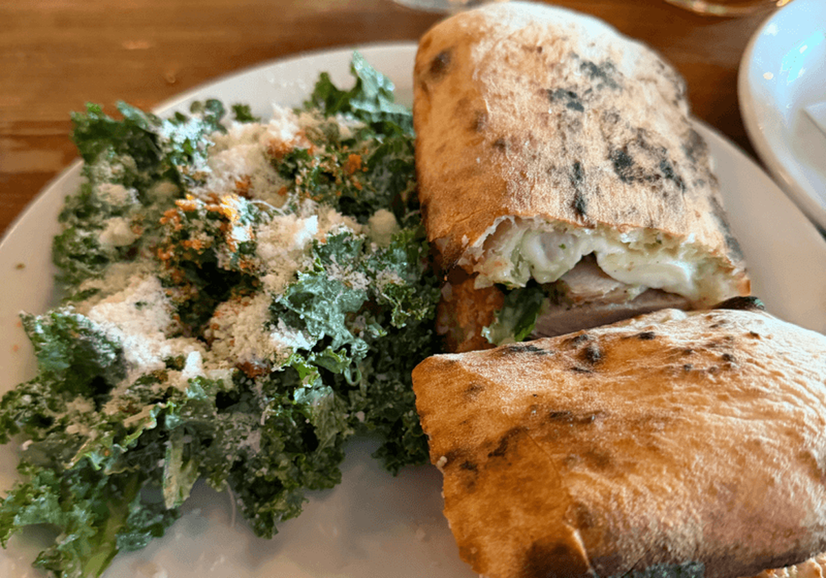  Pollo Pomodora sandwich and kale Caesar at Bettola. Photo credit: Cherith Glover Fluker 