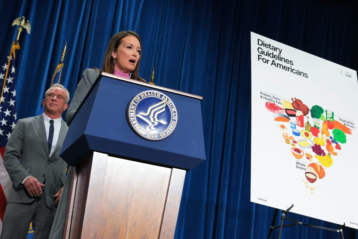  Secretary of Agriculture Brooke Rollins speaks at a Department of Health and Human Services event in January 2026. The Trump administration announced new dietary guidelines emphasizing proteins. Anna Moneymaker/Getty Images 