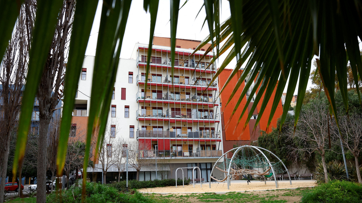 General view of the Cireres cooperative housing building in Barcelona, Spain, January 20, 2025. REUTERS/ Albert Gea