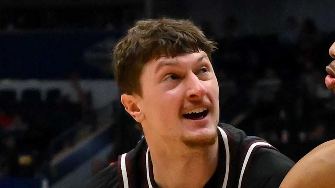  Mar 11, 2026; Nashville, TN, USA; Auburn Tigers guard Keyshawn Hall (7) strips the ball from Mississippi State Bulldogs forward Sergej Macura (11) during the second half at Bridgestone Arena. Mandatory Credit: Steve Roberts-Imagn Images | Steve Roberts-Imagn Images 