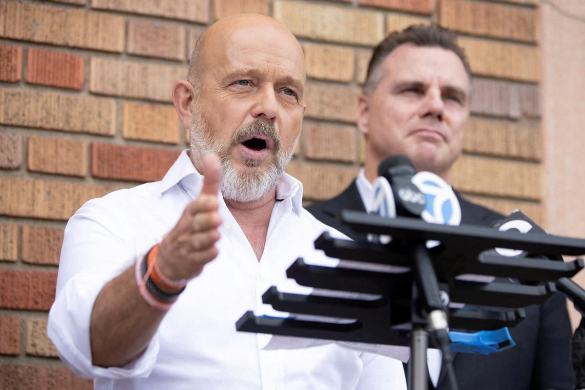 California Republican gubernatorial candidate Steve Hilton speaks at a press conference outside the San Jose Diridon Station in San Jose, California, U.S., May 26, 2026. REUTERS/Manuel Orbegozo