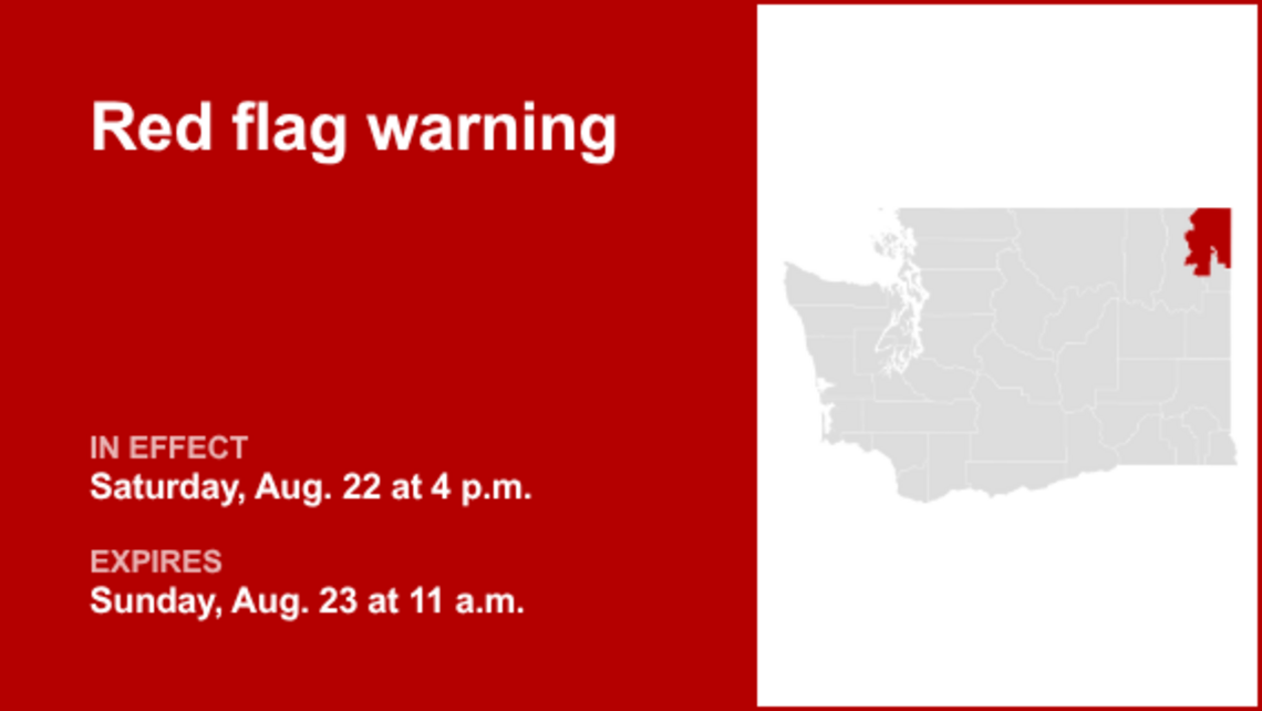 Red flag warning for Selkirk Mountains of Northeast Washington for Saturday and Sunday 