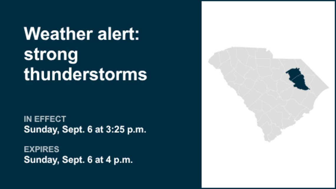 Thunderstorms with pea-sized hail in Darlington and Florence counties Sunday 