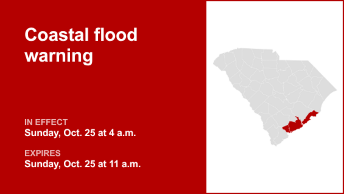 UPDATE: Coastal flood warning affecting Coastal Colleton and Charleston County 
