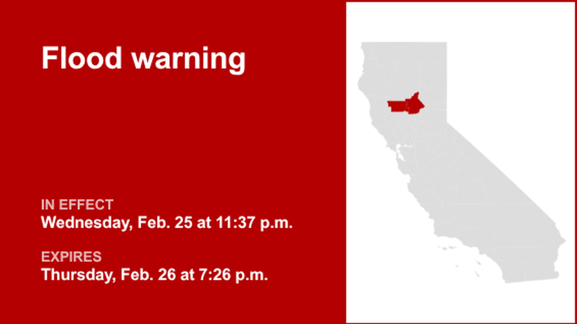 UPDATE: Butte and Glenn counties placed under a flood warning until Thursday night 