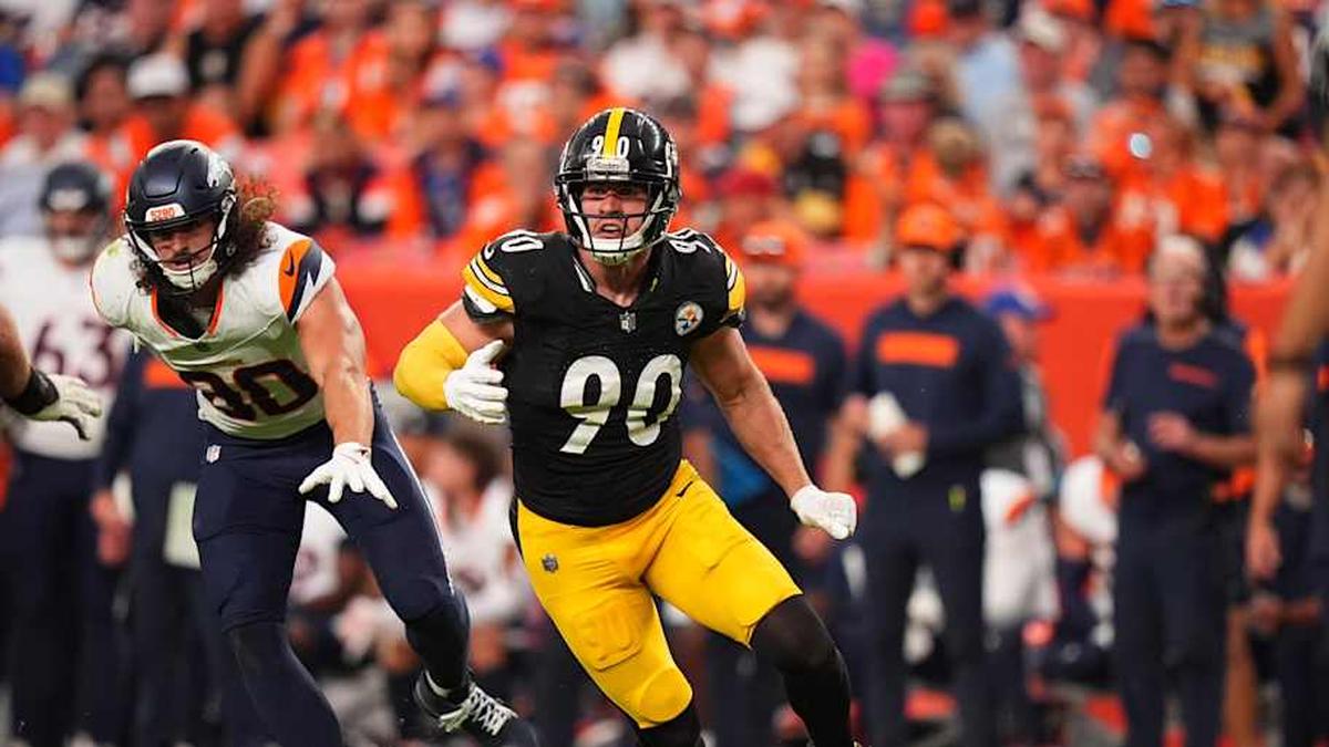  Sep 15, 2024; Denver, Colorado, USA; Pittsburgh Steelers linebacker T.J. Watt (90) during the second half against the Denver Broncos at Empower Field at Mile High. Mandatory Credit: Ron Chenoy-Imagn Images | Ron Chenoy-Imagn Images 