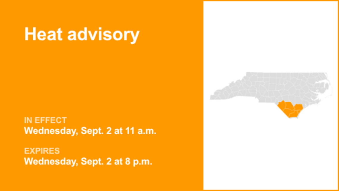 UPDATE: Heat advisory for Eastern North Carolina Thursday evening 