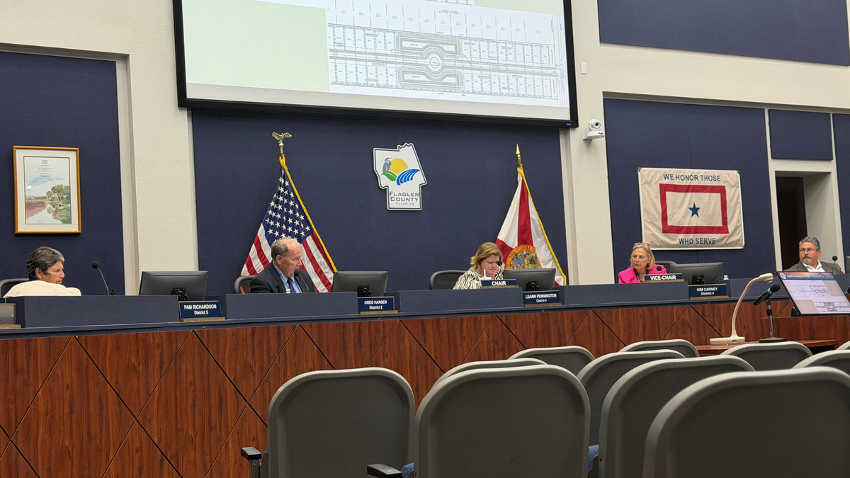 The Flagler Board of County Commissioners meets during a regular session on July 13, 2026.